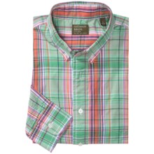 Gitman Brothers Tailored Fit Sport Shirt - Button Down, Long Sleeve (For Men) in Lime/Orange/Multi Plaid - Closeouts