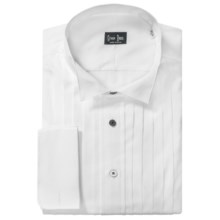 Gitman Brothers Tuxedo Shirt - Long Sleeve (For Big & Tall Men) in White Pleated/Black Buttons - Closeouts