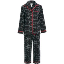 Global Flannel Cotton Pajamas - Long Sleeve (For Women) in Black Print - Closeouts