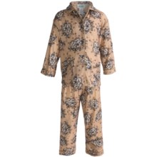 Global Flannel Pajamas - Long Sleeve (For Little Girls) in Brown - Closeouts