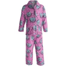 Global Flannel Pajamas - Long Sleeve (For Little Girls) in Pink - Closeouts