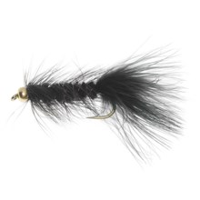 Gold Bead Head Wooly Bugger Streamer Fly - Dozen in Black - Closeouts