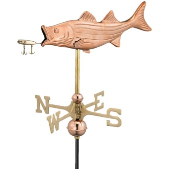 Good Directions Bass and Lure Garden Weathervane in Polished Copper