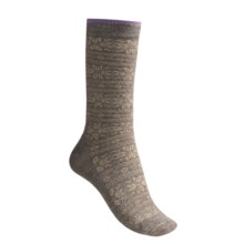 Goodhew Greta Snowflake Socks - Merino Wool (For Women) in Bark/Beige/Lilac - 2nds