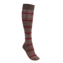 Goodhew Lucky Stripe Socks - Merino Wool, Lightweight (For Women) in Bark/Red - 2nds