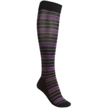 Goodhew Lucky Stripe Socks - Merino Wool, Lightweight (For Women) in Black/Silver/Plum - 2nds