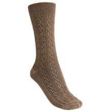Goodhew San Fran Cable Socks - Merino Wool, Crew (For Women) in Bark - Closeouts