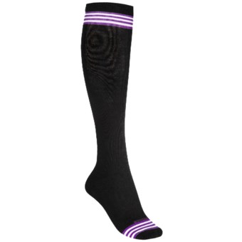 Goodhew Stripe Knee-High Socks - Merino Wool, Over the Calf (For Women) in Black/Purple/White