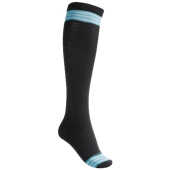 Goodhew Stripe Knee-High Socks - Merino Wool, Over the Calf (For Women) in Black/Turquoise/Mist