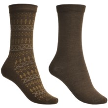 Goodhew Tone-Isle & Skinny Minnie Socks - Merino Wool, 2-Pack, Mid-Calf (For Women) in Chocolate - Closeouts