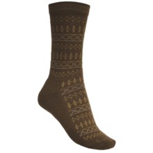 Goodhew Tone-Isle Socks - Merino Wool, Crew (For Women) in Light Chocalate/Mustard/Grey - Closeouts