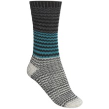 Goodhew Wavy Jacquard Socks - Merino Wool (For Women) in Black/Charcoal/Turquoise - Closeouts