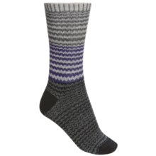 Goodhew Wavy Jacquard Socks - Merino Wool (For Women) in Light Grey/Black/Concorde - Closeouts