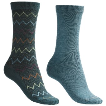 Goodhew Zig Zag & Skinny Minnie Socks - Merino Wool, 2-Pack (For Women) in Teal