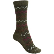 Goodhew Zigzag Socks - Merino Wool-Blend, Mid-Calf (For Women) in Loden - Closeouts