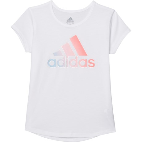 Adidas Gradient Badge of Sport T-Shirt - Short Sleeve (For Big Girls) - WHITE (M )