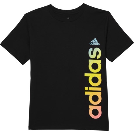 Adidas Gradient Linear T-Shirt - Short Sleeve (For Big Boys) - BLACK (L )