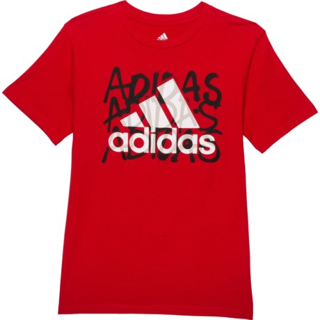 Adidas Graffiti Graphic T-Shirt - Short Sleeve (For Big Boys) - DARK RED (M )