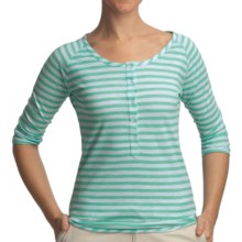 Gramicci Asteria Dafina Stripe Henley Shirt - 3/4 Sleeve (For Women) in Spa Blue - Closeouts