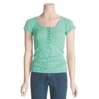 Gramicci Baja Henley Shirt - Short Sleeve (For Women) in Teal Vibe