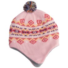 Grand Sierra Beanie Hat - Ear Flaps, Fleece Lining (For Youth) in Light Pink/Multi Band - Closeouts