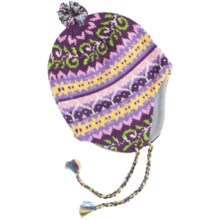 Grand Sierra Beanie Hat - Ear Flaps, Fleece Lining (For Youth) in Purple/Multi Print - Closeouts