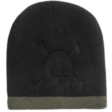 Grand Sierra Embossed Skull Beanie Hat (For Boys) in Black/Dark Olive - Closeouts