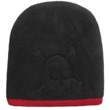 Grand Sierra Embossed Skull Beanie Hat (For Boys) in Black/Red - Closeouts