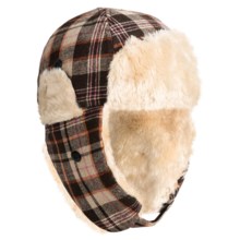 Grand Sierra Plaid Trapper Hat - Wool Blend, Faux-Fur Lining, Ear Flaps (For Girls) in Brown - Closeouts