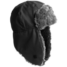 Grand Sierra Tusser Shell Trapper Hat - Faux Fur (For Men) in Black - Closeouts