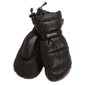 Grandoe Arctic Down Mittens - Leather, Waterproof (For Men) in Black