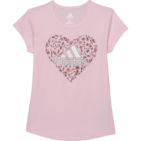 Adidas Graphic T-Shirt - Short Sleeve (For Big Girls) - PINK (S )