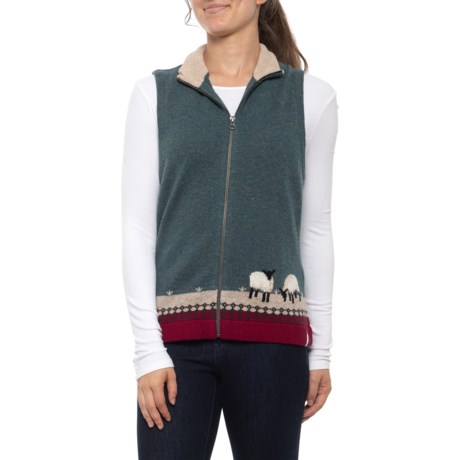 UPC 728175709893 product image for Grazing Sheep Vest - Lambswool (For Women) - OCEAN BLUE (S ) | upcitemdb.com