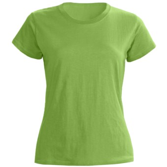 Greeting From Cotton Jersey T-Shirt - Short Sleeve (For Women) in Kiwi