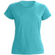 Greeting From Cotton Jersey T-Shirt - Short Sleeve (For Women) in Turquoise - Closeouts