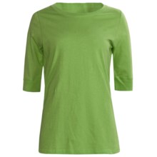 Greetings From Cotton T-Shirt - Elbow Sleeve (For Women) in Green - Closeouts