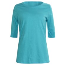 Greetings From Cotton T-Shirt - Elbow Sleeve (For Women) in Turquoise - Closeouts