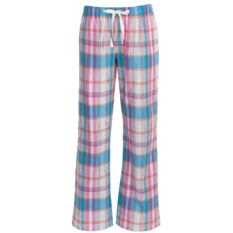 Greetings From Drawstring Woven Pants (For Women) in Pink/Blue Plaid