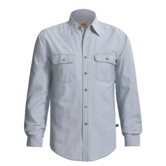 Grizzly Chambray Shirt - Long Sleeve (For Tall Men) in Chambray