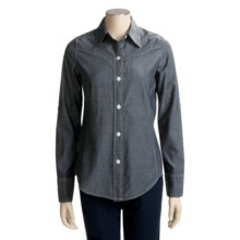 Grizzly Cotton-Chambray Shirt - Velvet Trim, Roll-Up Long Sleeve (For Women) in Black - Closeouts