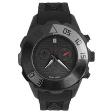 GV2 by Gevril Parachute Chronograph Watch - PVD Coated, Rubber Strap (For Men) in Black/Silver/Black - Closeouts