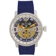 GV2 by Gevril Powerball Big Date Sub-Second Watch - Rubber Strap in Multi-Color/Blue - Closeouts