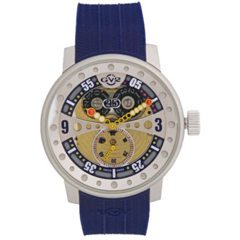 GV2 by Gevril Powerball Big Date Sub-Second Watch - Rubber Strap in Multi-Color/Blue