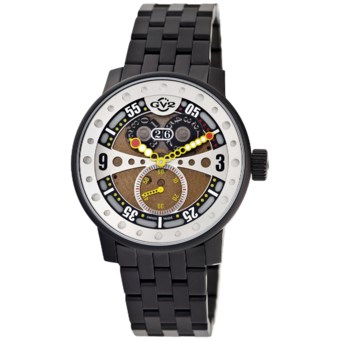 GV2 by Gevril Powerball Big Date Watch - Black Steel in Gold/Black