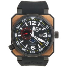GV2 by Gevril XO Submarine PVD Watch - Rose Gold, Rubber Strap in Black/Rose Gold/Black - Closeouts
