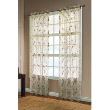 Habitat Embroidered Floral-Print Sheer Curtains - 108x84”, Rod-Pocket Top in Gold - Closeouts