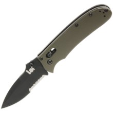 H&K by Benchmade 14200 Black Ceramic Folding Pocket Knife - AXIS Lock, Combo Edge in Green - Closeouts