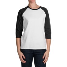 Hanes Comfortsoft® 5.2 oz. Cotton T-Shirt - 3/4 Raglan Sleeve (For Women) in White/Black - 2nds