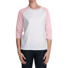 Hanes Comfortsoft® 5.2 oz. Cotton T-Shirt - 3/4 Raglan Sleeve (For Women) in White/Pink - 2nds