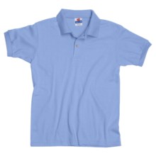 Hanes Cotton Blend Polo Shirt - Cotton Blend, Short Sleeve (For Youth) in Light Blue - 2nds